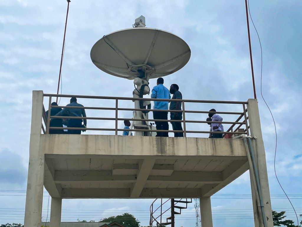 The delegation touring the Ground Stations at EORIC 